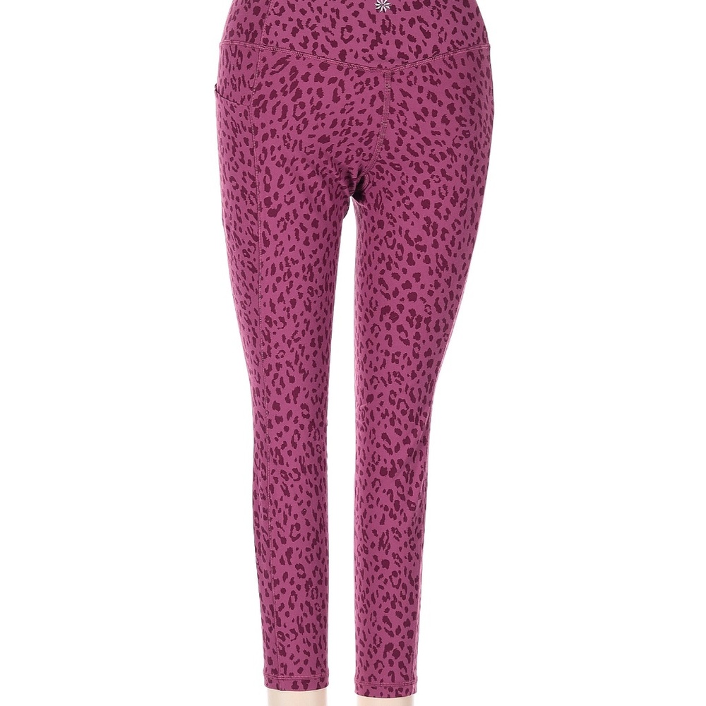 Athleta Salutation Stash Pocket II 7/8 Tight,Dot Leopard Vintage SIZE S